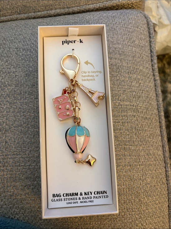 Piper K Accessories - piper•k Pink & Teal Hot Air Balloon Bag Charm & Key Chain